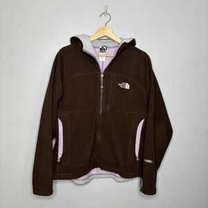 The North Face Windwall Fleece Lined Hood Jacket Brown Pink Size L